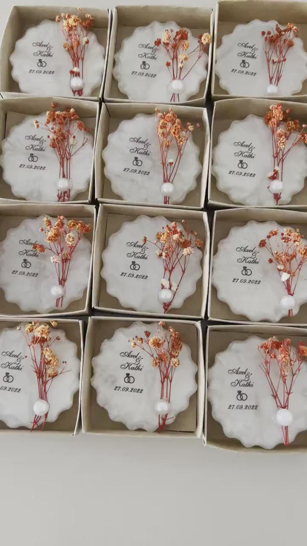 Magnet Wedding Favors | White Wedding Magnet Gifts | White Wedding Favors with Red Flowers | Bridesmaid Gifts | Party Favors in Bulk