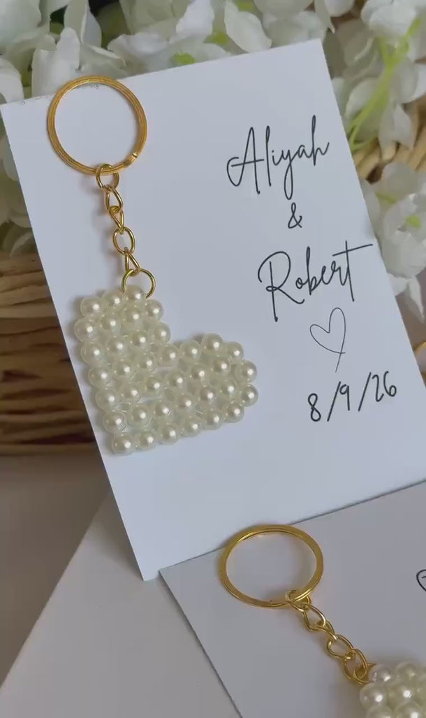 Pearl keychain favors | Pearl keychain gifts for guest | Pearl decor wedding favor | Pearl Party favors | Pearl heart wedding keychain favor