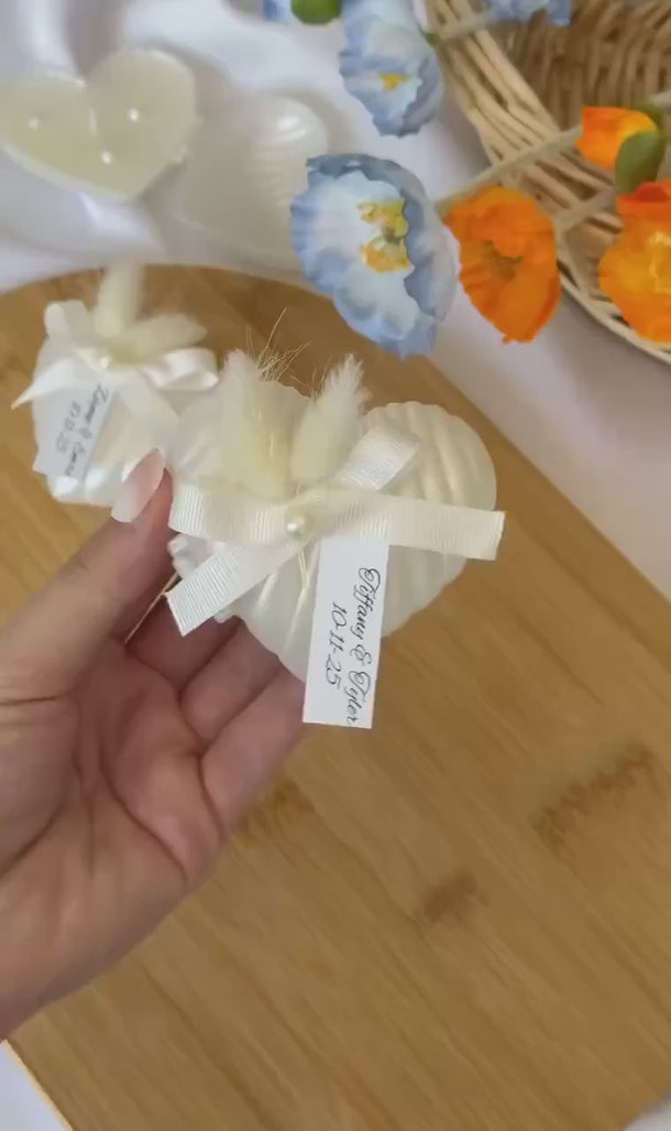 Personalized wedding candle favors | Party heart candle gifts | Bridal shower candle favors | Bridesmaid candle gifts | Party shower favors