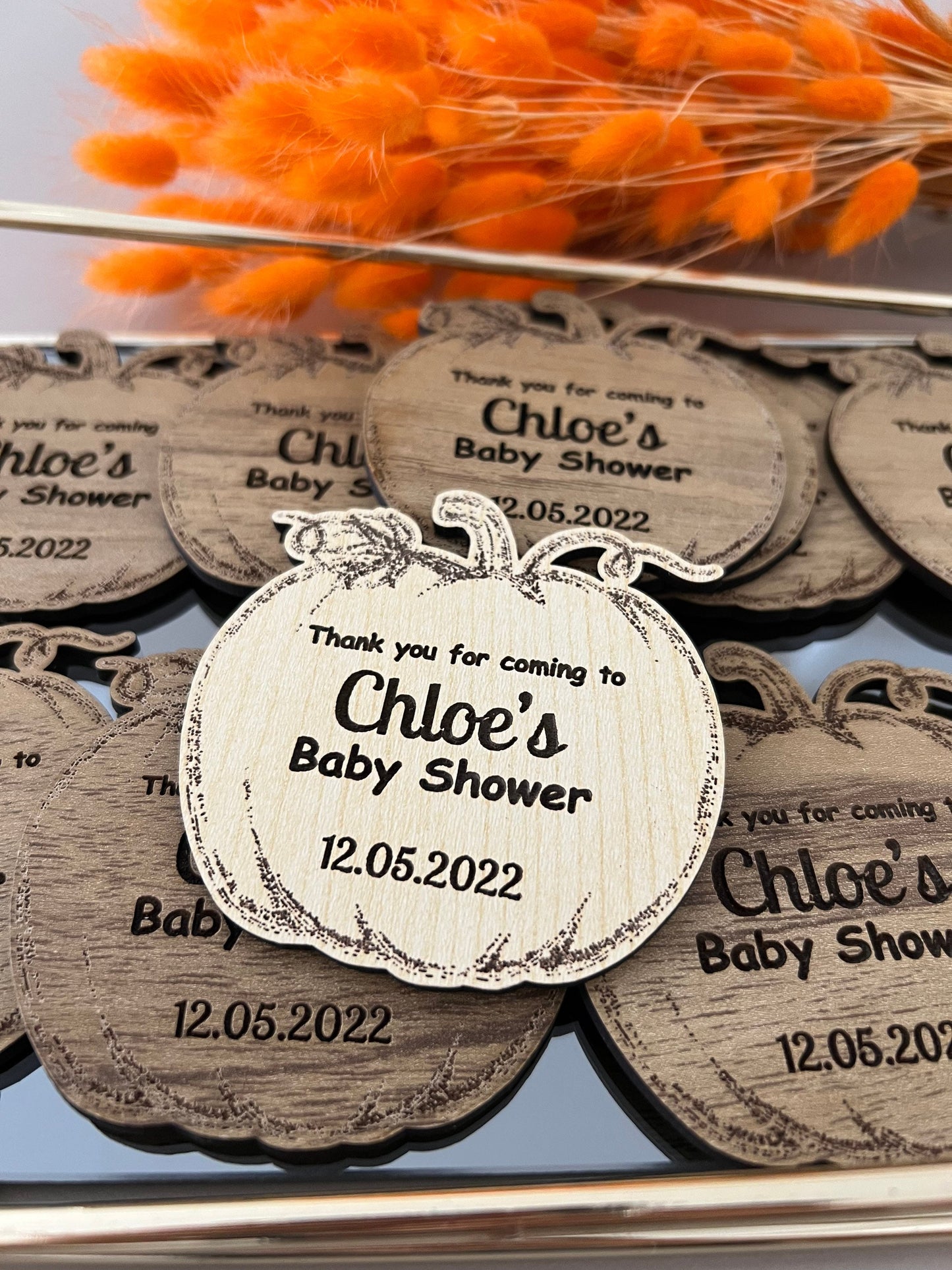 Pumpkin Baby Shower Magnets | Unique Baby Shower Magnets | Baby Shower Favors in Bulk | Party favors | Tiny Baby Shower Gifts for Guests