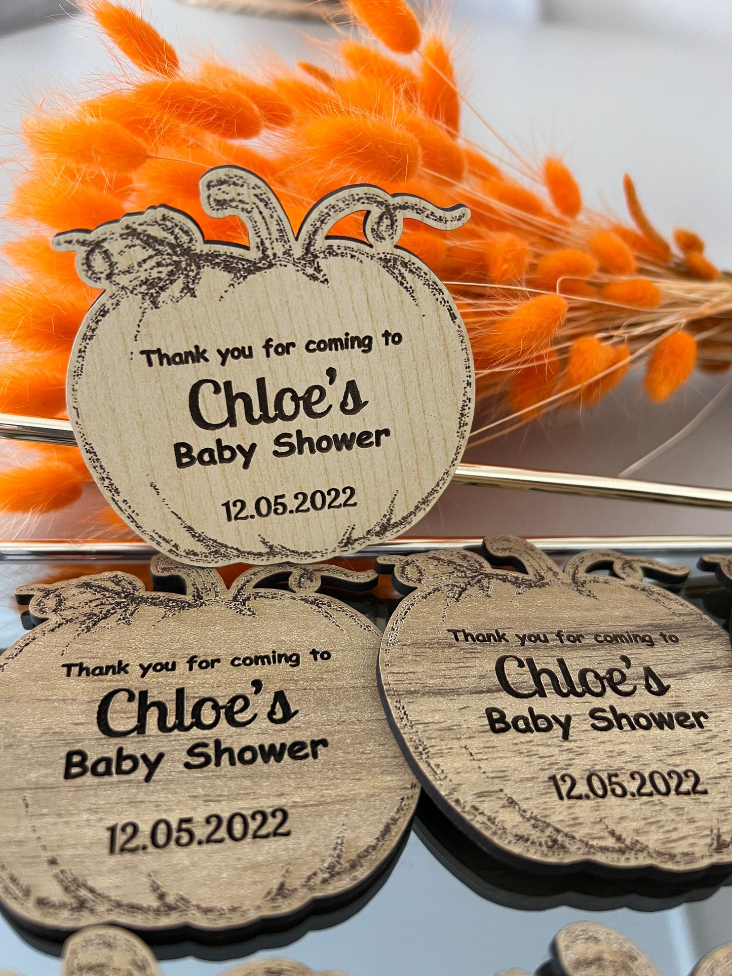 Pumpkin Baby Shower Magnets | Unique Baby Shower Magnets | Baby Shower Favors in Bulk | Party favors | Tiny Baby Shower Gifts for Guests