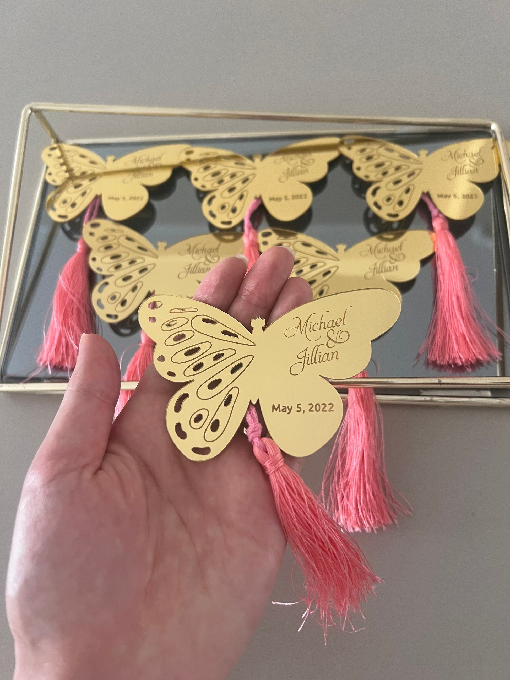 Mirror Butterfly Wedding Favor Magnets | Unique Wedding Favors | Bridal Shower Favors in Bulk | Party favors | Wedding Favors for Guests