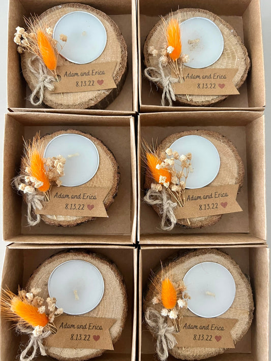 Rustic Tealight Candle Wedding Favors | Baby Shower Favor Candles | Unique Baby Shower Gift | Engagement Gifts | Tealight Candle Holders