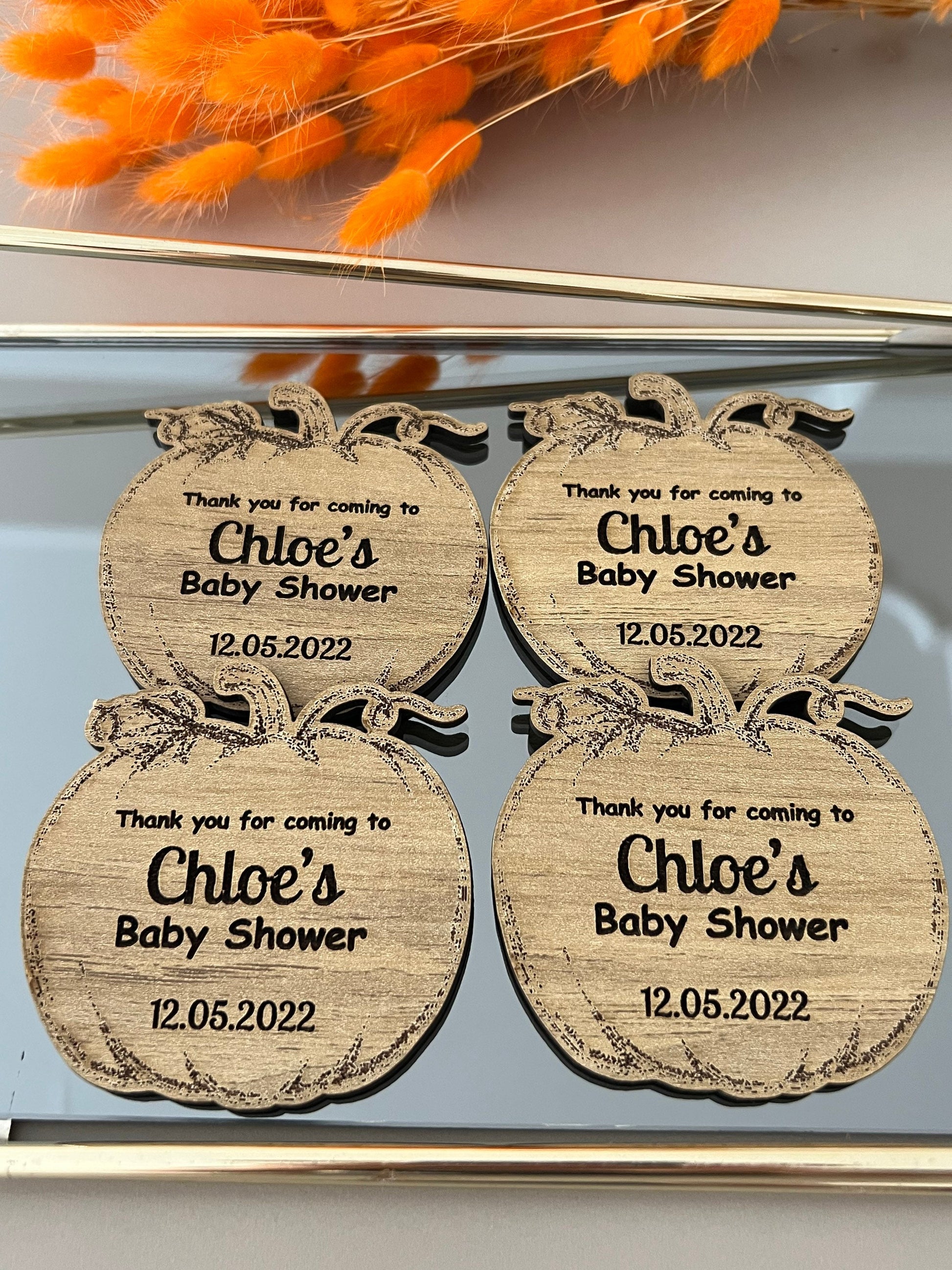 Pumpkin Baby Shower Magnets | Unique Baby Shower Magnets | Baby Shower Favors in Bulk | Party favors | Tiny Baby Shower Gifts for Guests