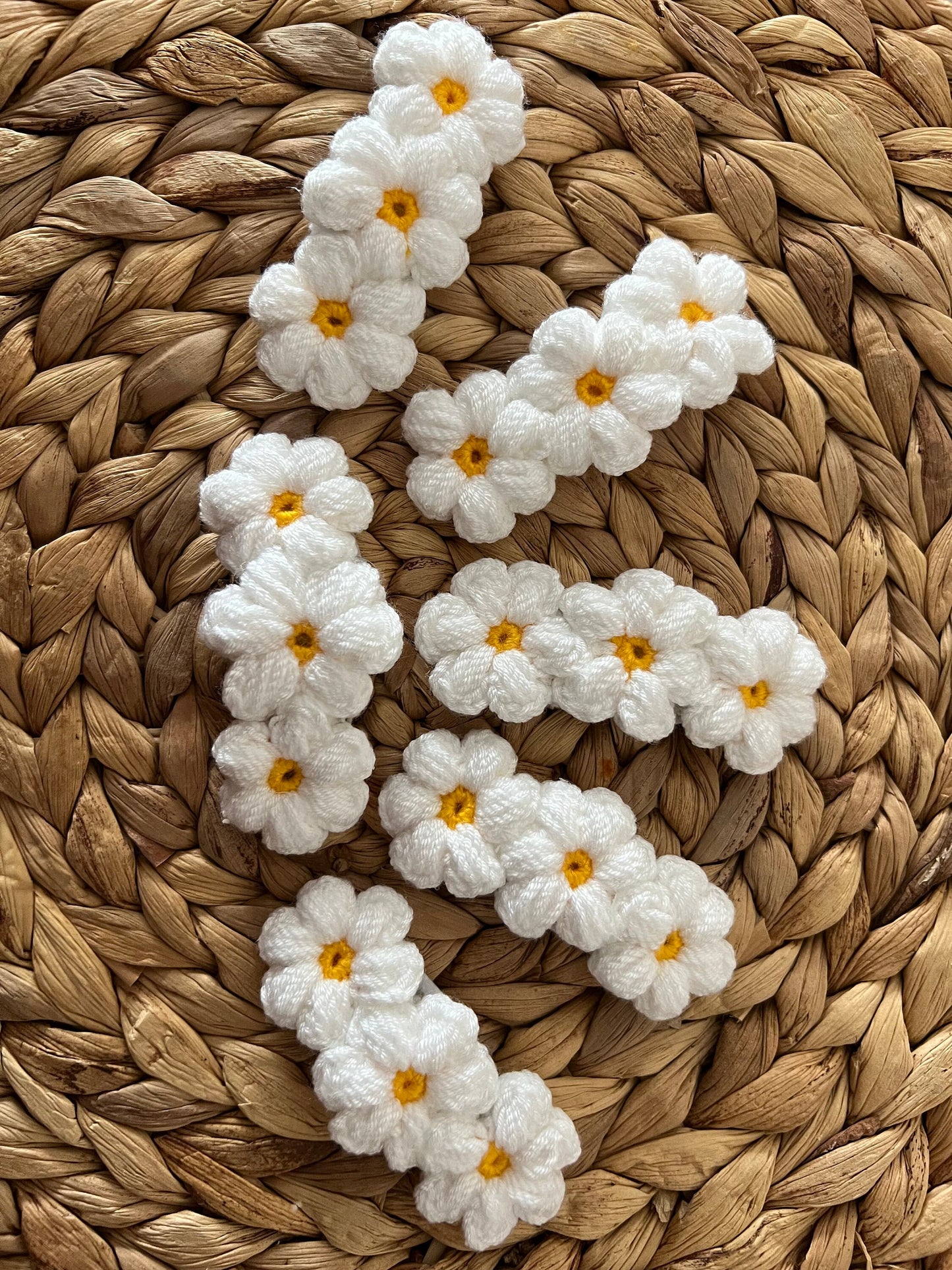 Daisy Macrame Hair Clips Party Favors | Unique Baby Shower Gifts | Macrame Wedding Favors | Macrame Baby Shower Favors for Guests