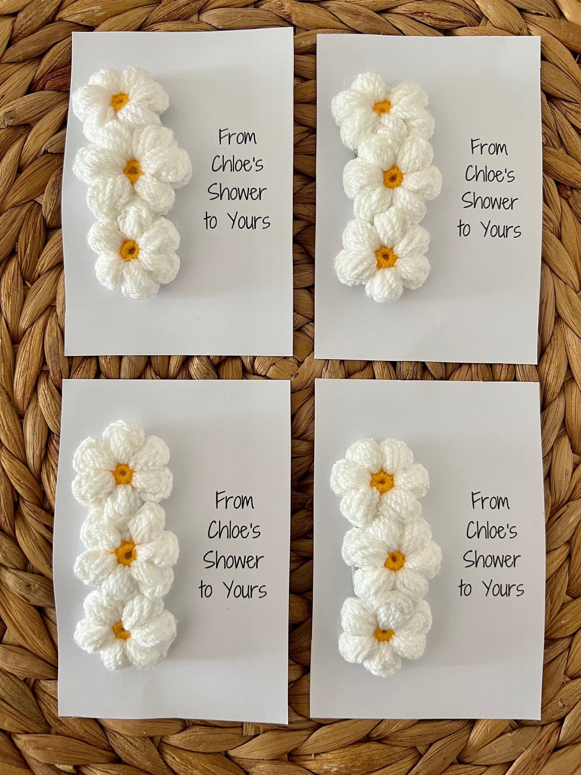 Daisy Macrame Hair Clips Party Favors | Unique Baby Shower Gifts | Macrame Wedding Favors | Macrame Baby Shower Favors for Guests