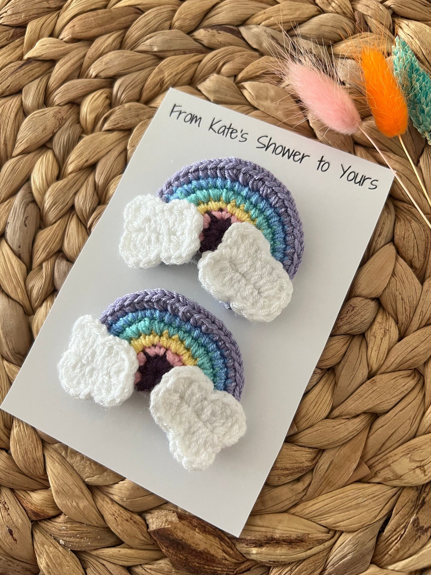 Rainbow Macrame Hair Clips for Party Favors | Unique Baby Shower Gifts | Macrame Wedding Favors | Macrame Baby Shower Favors for Guests