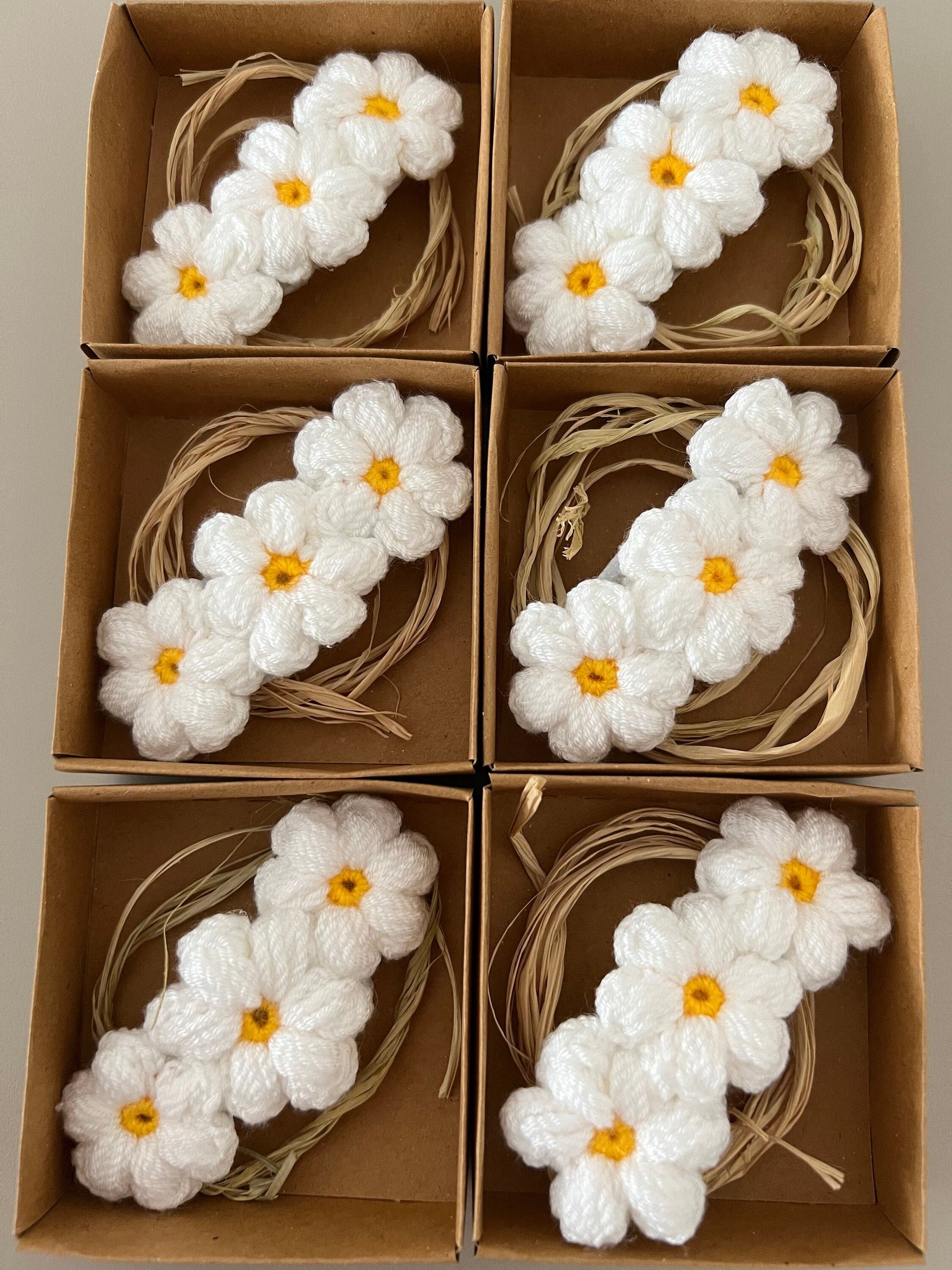 Daisy Macrame Hair Clips Party Favors | Unique Baby Shower Gifts | Macrame Wedding Favors | Macrame Baby Shower Favors for Guests